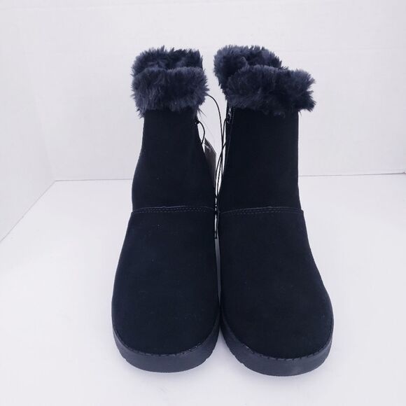 Universal Thread Black Faux Shearling Short Suede Boots - Picture 6 of 15